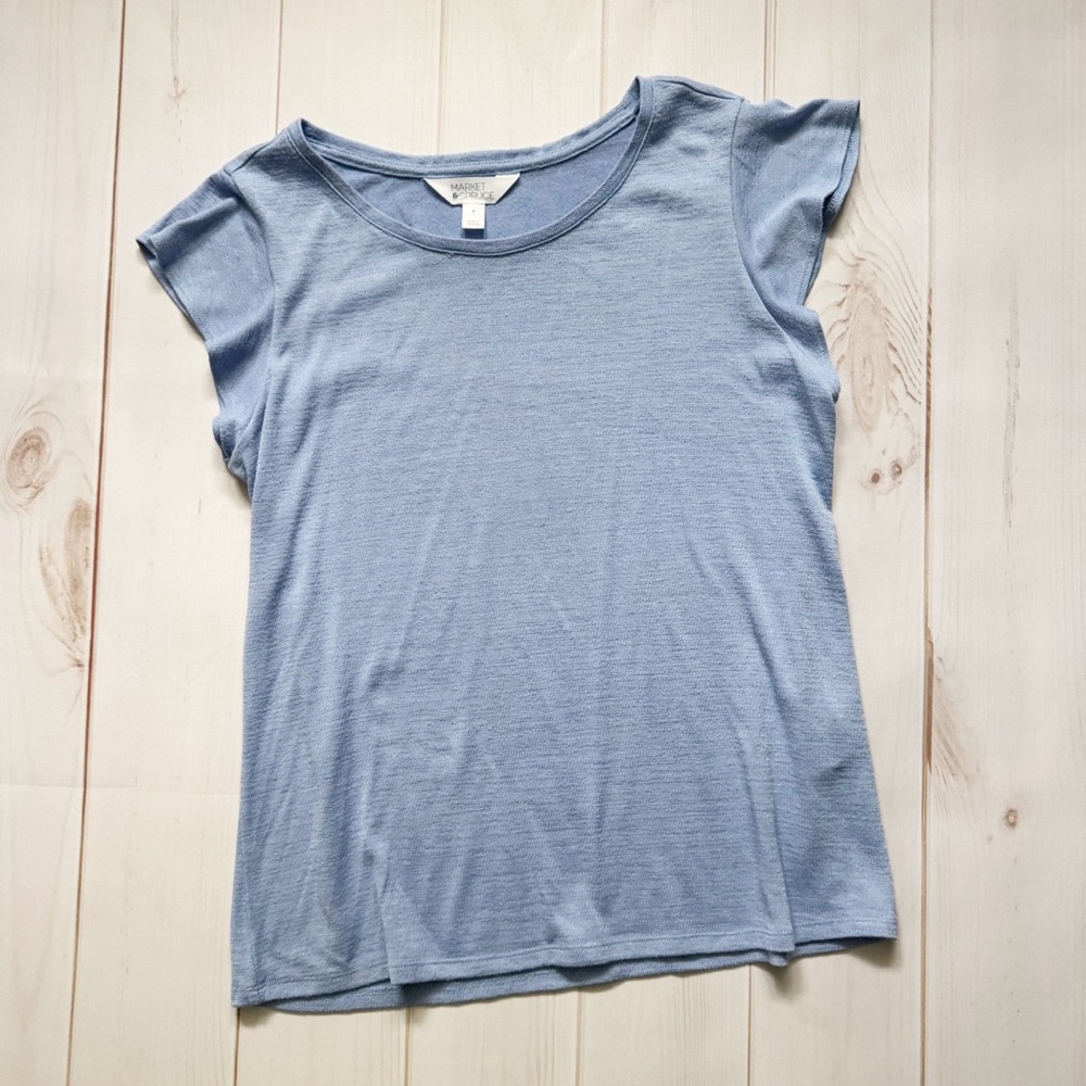 Market & Spruce Blue Flutter Sleeve Top